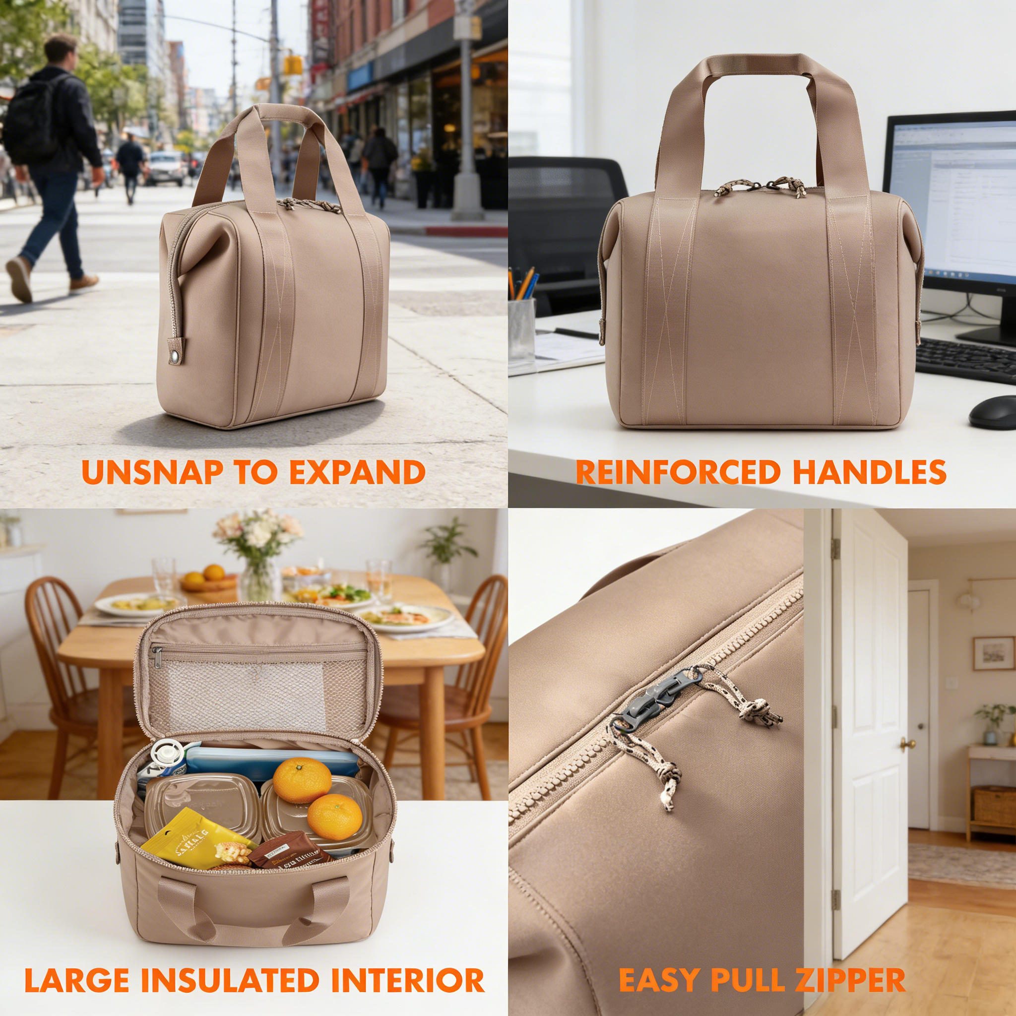 Expandable Neoprene Women’s Lunch Bag Set (6-Piece)