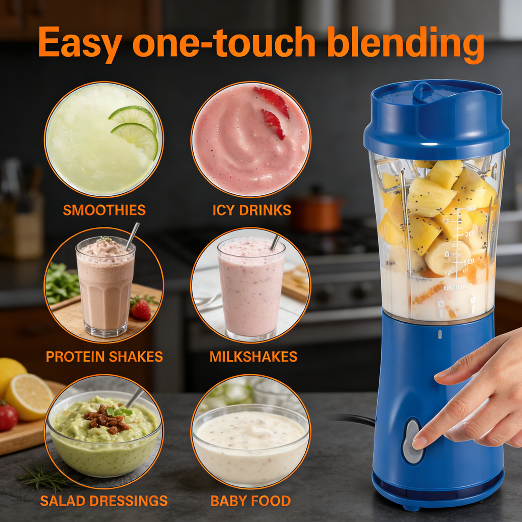 14oz Personal Blend & Go Blender: Portable One-Touch Mixer