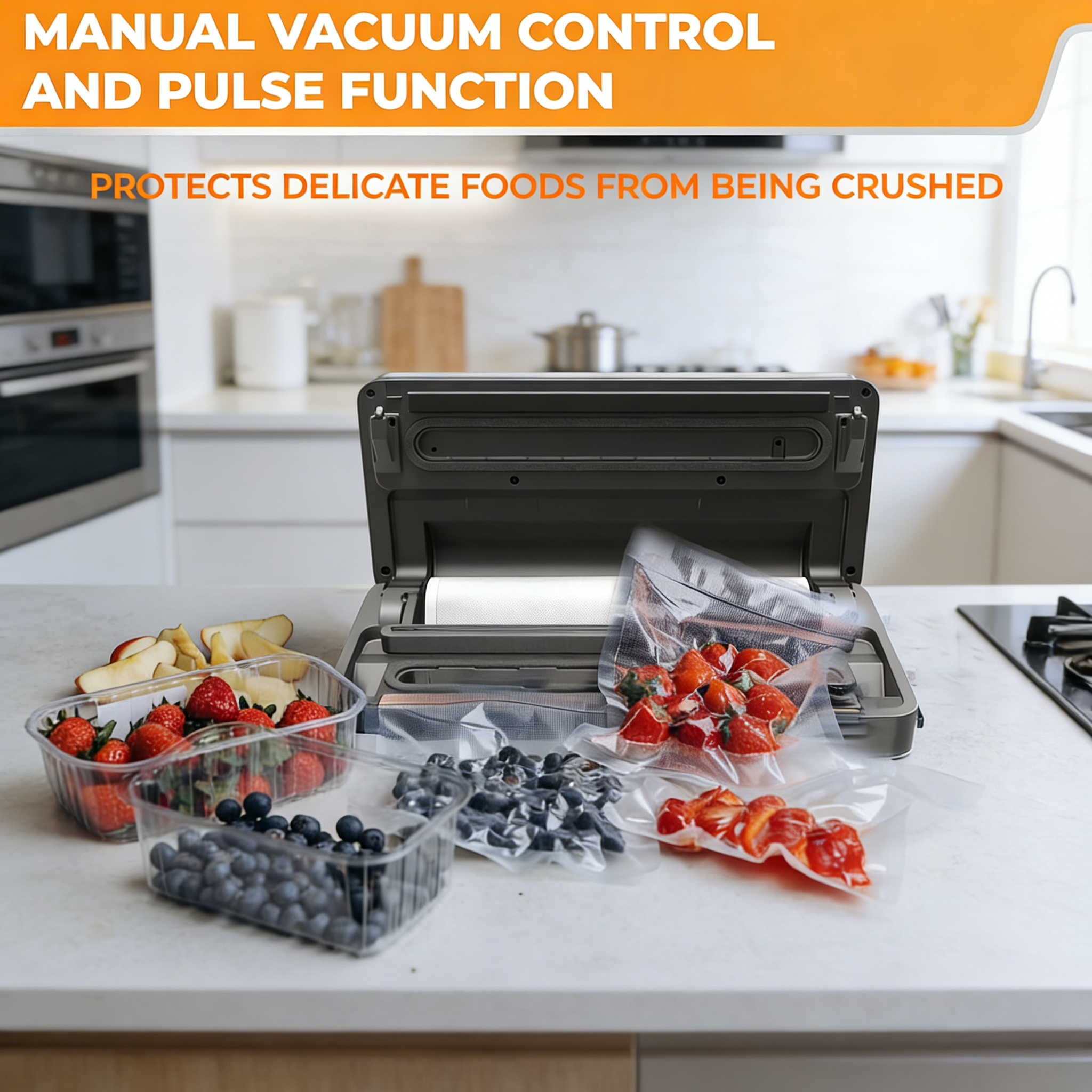 Food Vacuum Sealer Machine with Bag Storage & Cutter