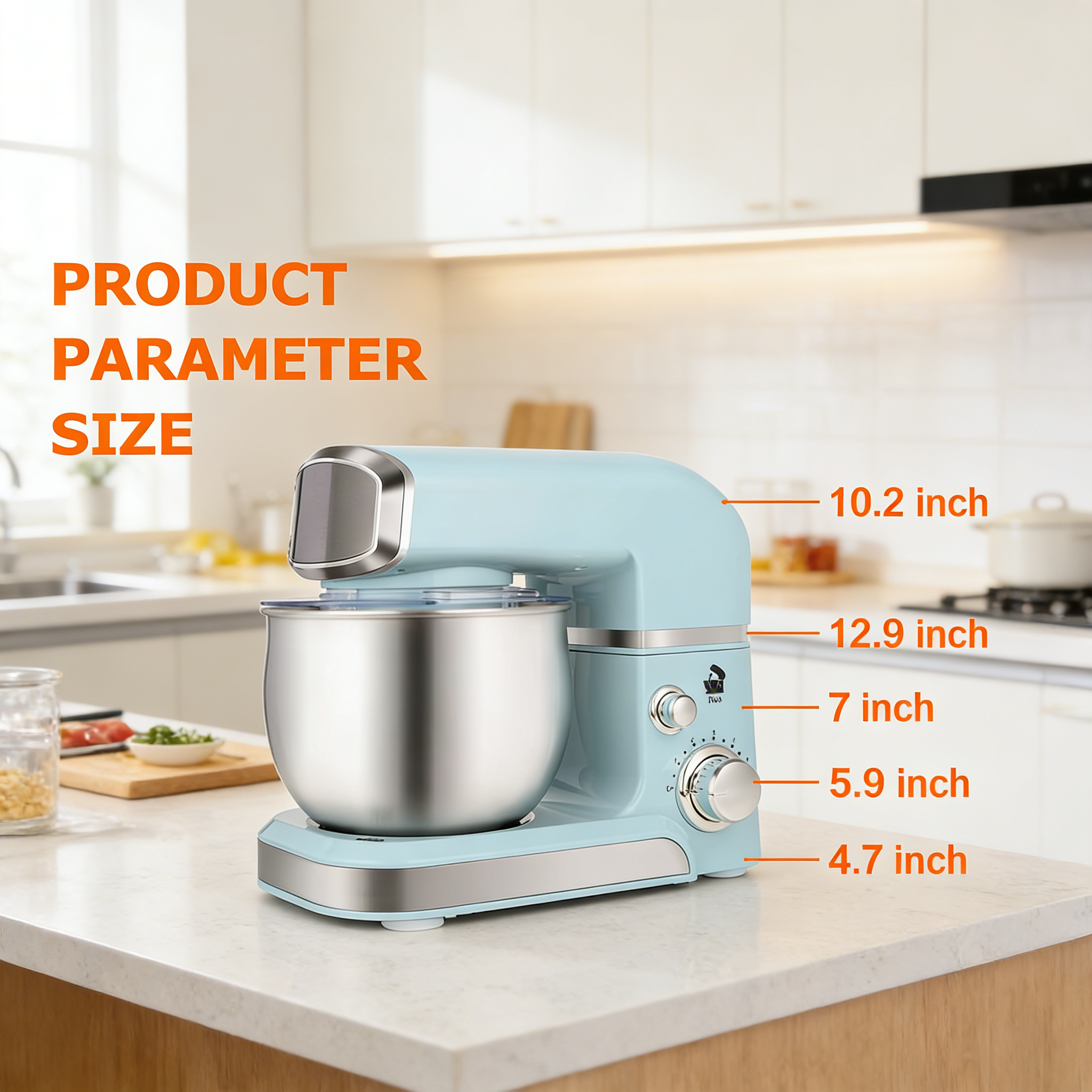 3.2QT Stand Mixer with 300W Motor & Multiple Attachments