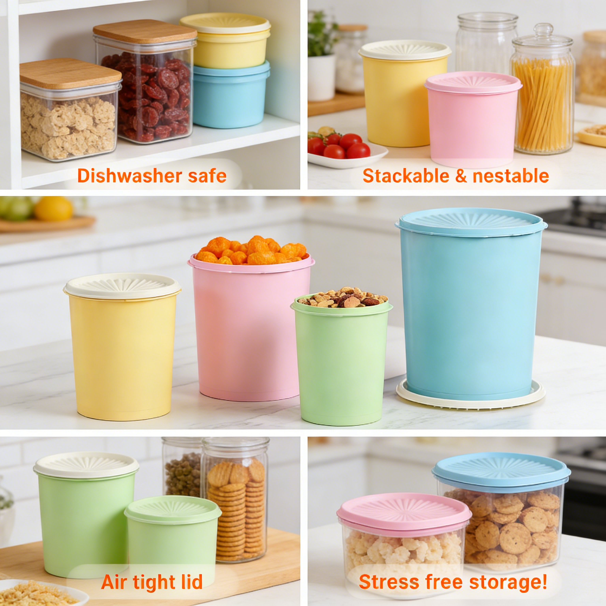 10-Piece Stackable Airtight Canister Set: Multi-Size Food Storage Containers