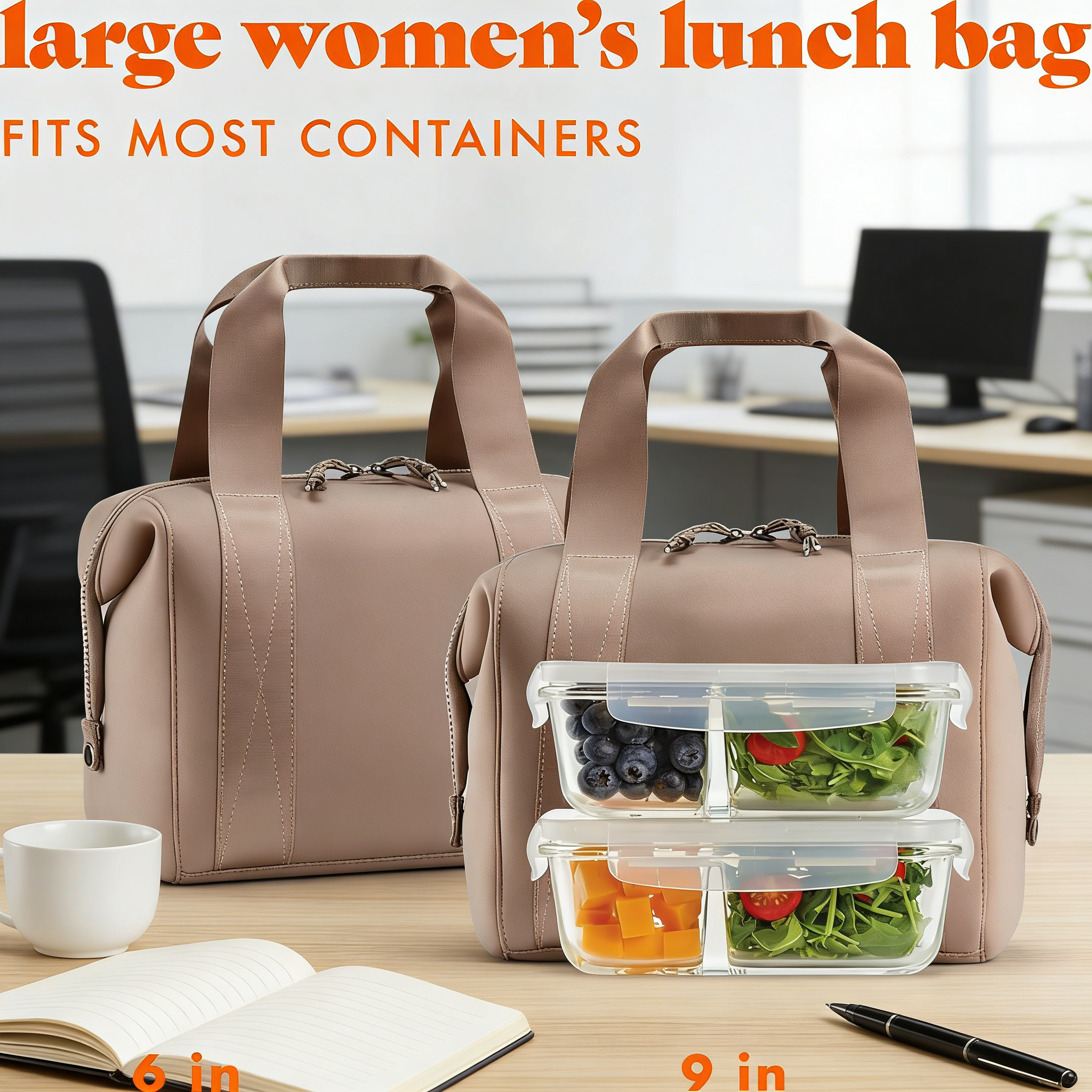 Expandable Neoprene Women’s Lunch Bag Set (6-Piece)