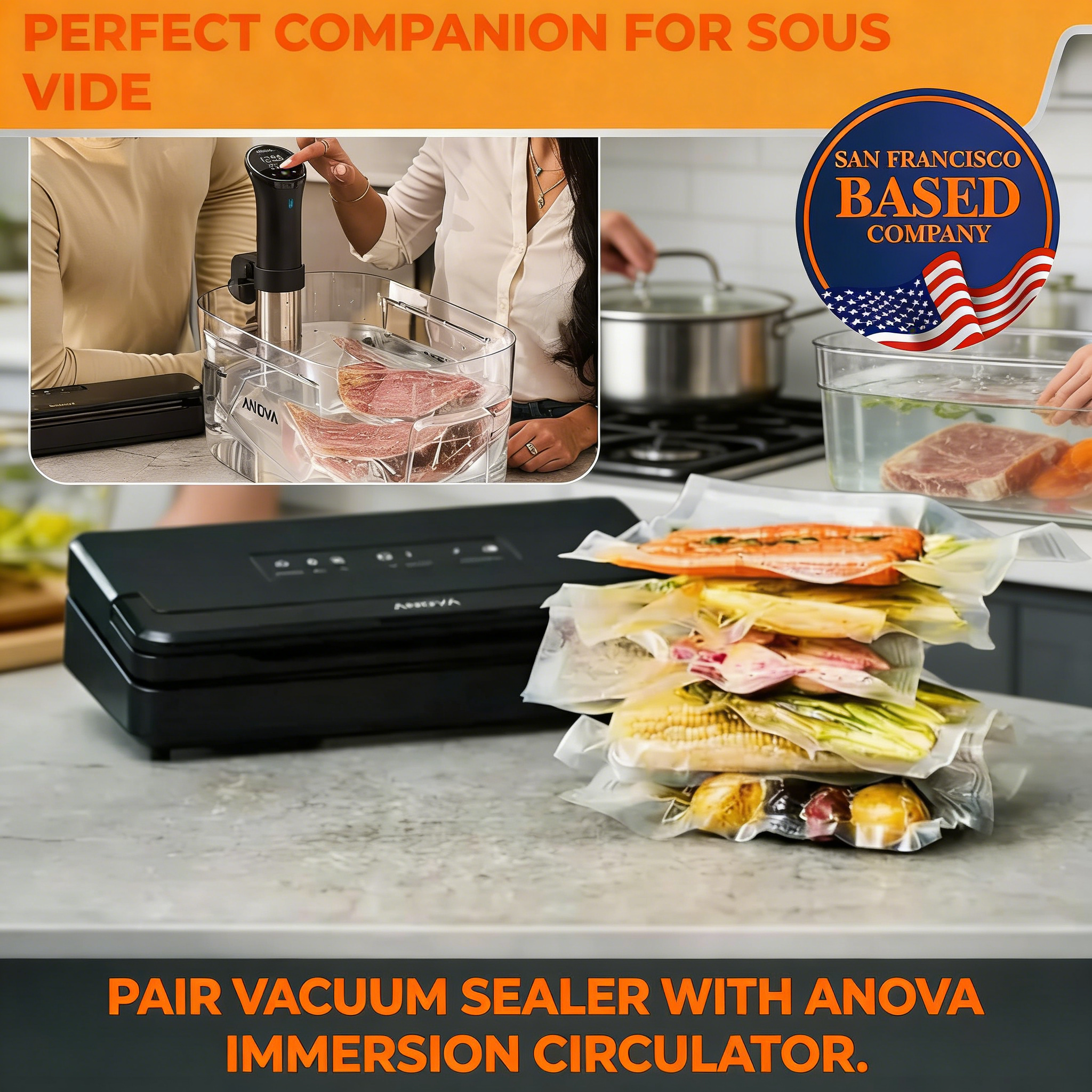 Food Vacuum Sealer Machine with Bag Storage & Cutter