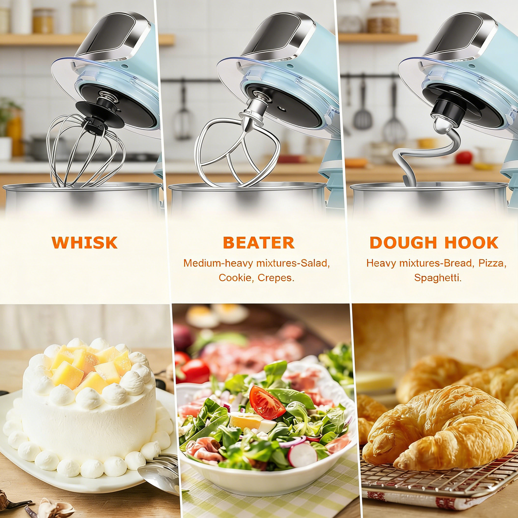 3.2QT Stand Mixer with 300W Motor & Multiple Attachments