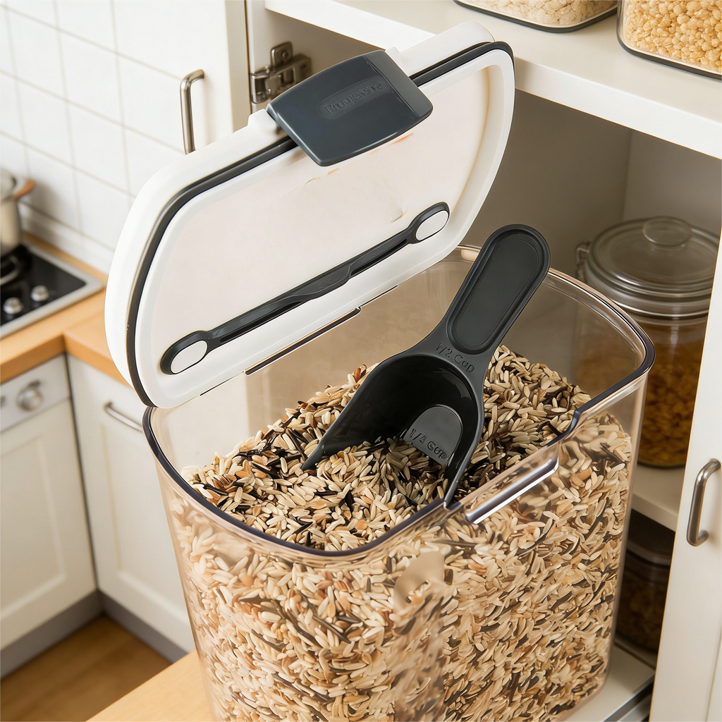 Airtight Food Storage Container with Measuring Scoop