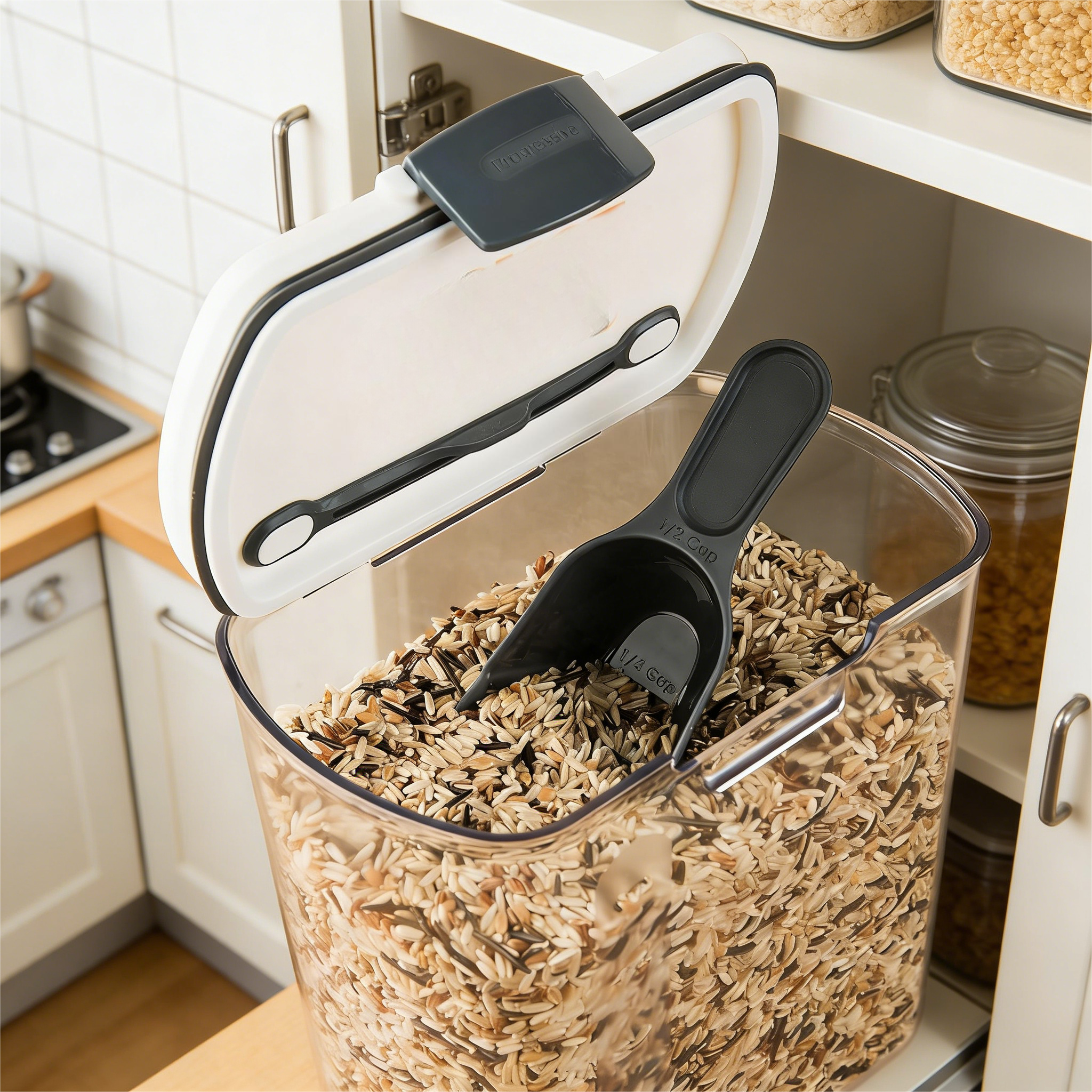 Airtight Food Storage Container with Measuring Scoop